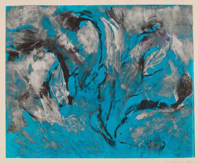monotype titled - In the Blue Sea