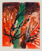 Monotype titled - Black Trees By Red River, 2