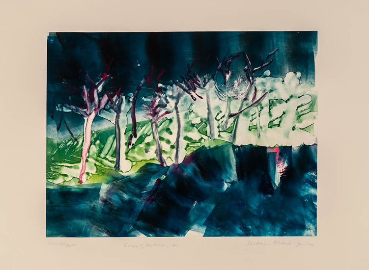 Monotype titled Edge of the Wood, 2, 2020