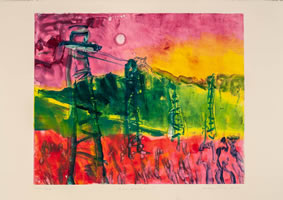 Monotype titled Tower Series 2, 5, 2020