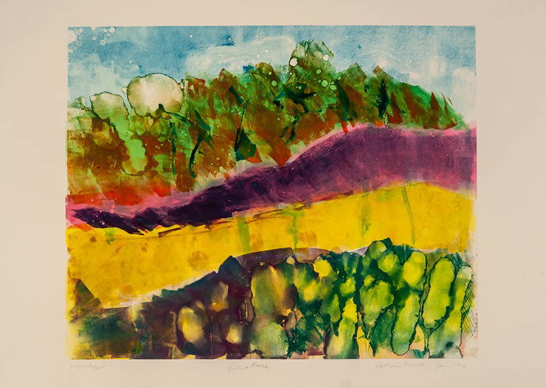 Monotype titled Yellow River, 2020