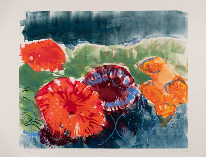 image of monotype titled Zinnias, 2022