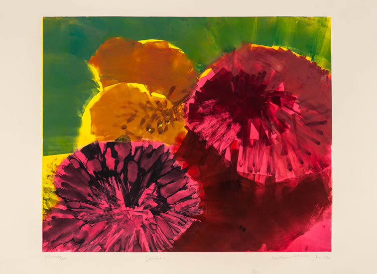 Monotype titled Zinnias, 2020