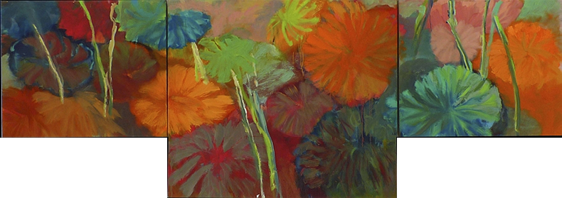 painting titled - Zinnias (for June)